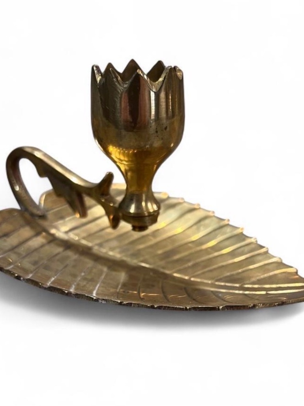 Brass Leaf Candle Holder - Gold Finish